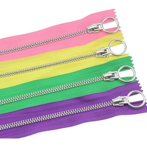 5# 2pcs 20cm close-end auto lock circle platinum plating zipper use for clothes shoes pocket garment