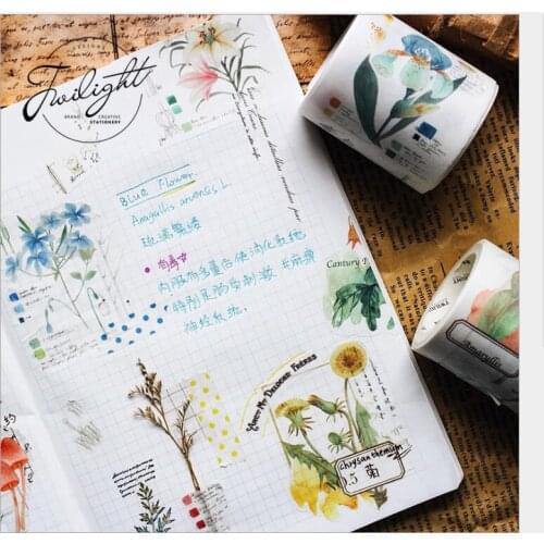 50mm Retro plants map mushroom insect specimen herbaceous plant washi Tape DIY planner Diary scrapbooking masking tape escolar
