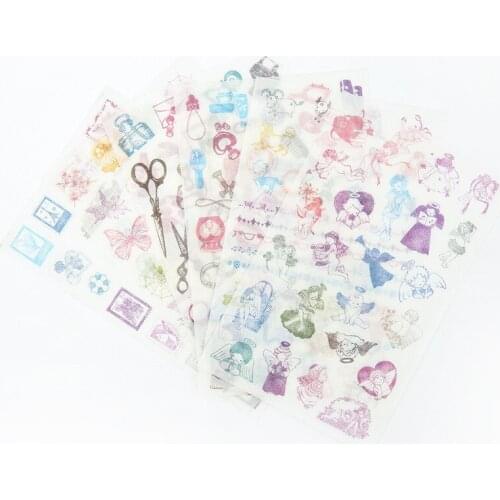 6Sheets/Pack Cute Angel Vintage Decoration Scrapbooking Stickers Transparent PVC Stationery Diary Stickers