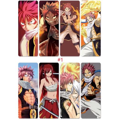 8pcs/set Fairy Tail PVC Bookmarks Printed with Anime Magic Association Mark Natsu Dragneel
