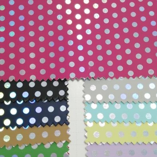 91x134cm Synthetic Leather, Vinyl Fabric, Iridescent Polka Dots Leather Fabric for Bows DIY accessories P2236