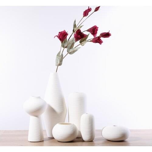 White home decoration vase modern simple creative living room soft ornament size flower arrangement