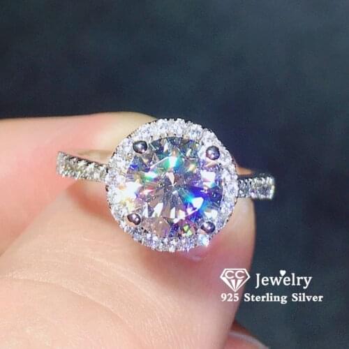 CC Women Rings S925 Silver Bridal Wedding Engagement Jewelry Cubic Zirconia Round Ring Simple Bague Bijoux Drop Shipping CC583