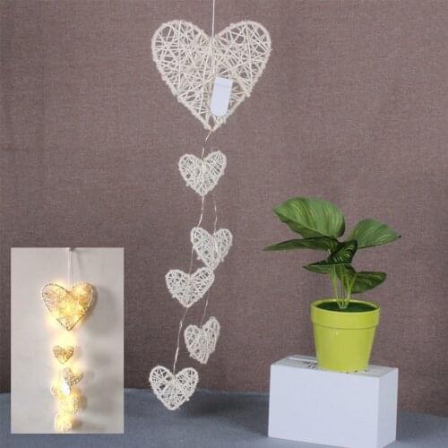 Wooden rattan heart-shaped wind chime room pendant night light sky pendant decoration Sinos de vento 2021 NEW#45