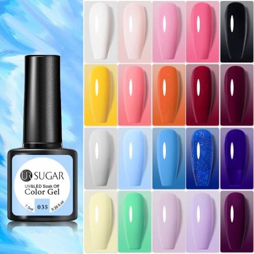 UR SUGAR Pink Blue Glitter Color Gel Nail Polish For Manicure Solid Gel Varnish Hybrid 7.5ml UV LED Gel Nail Art DIY French Gel