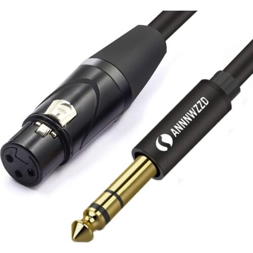 Microphone Cable XLR to Jack Mic Lead Aux Cable TRS 6.35 mm/6.5 mm Male to XLR Female Mic Cord for Guitar Mixer Stereo Amplifier