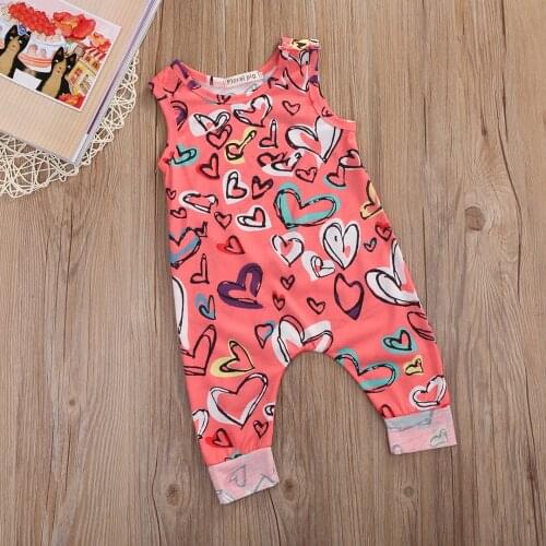 0-24M Newborn Infant Baby Girl Heart Pattern Romper Jumpsuits Outfits Toddler Summer Clothing