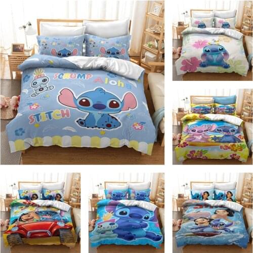 Disney Lilo & Stitch Bedding Set Children Duvet Covers Pillowcases Cartoon Bed Set Comforter Bedding Sets Bedclothes