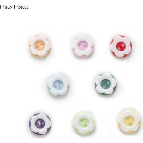 100pcs 2 Hole Round Flower Resin Buttons Home Decor Clothing Sewing Scrapbooking Card Making DIY 12mm