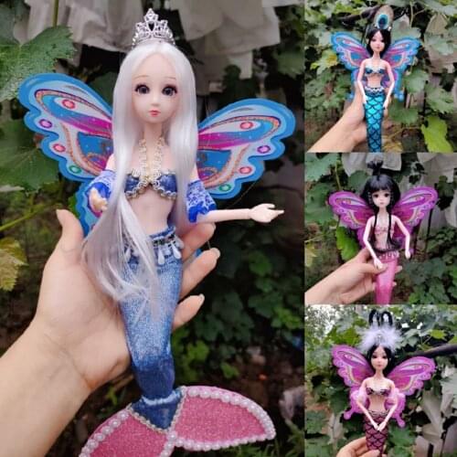 Butterfly wings, fairy mermaid, peacock ice princess, Wang Mo doll toy girls birthday present