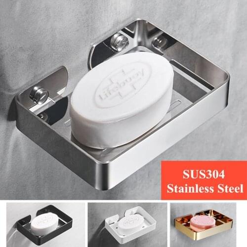 Soap Box Wall-mounted Soap Dish Basket Holder Bathroom Accessories Stainless Steel Soap Case porte savon salle de bain