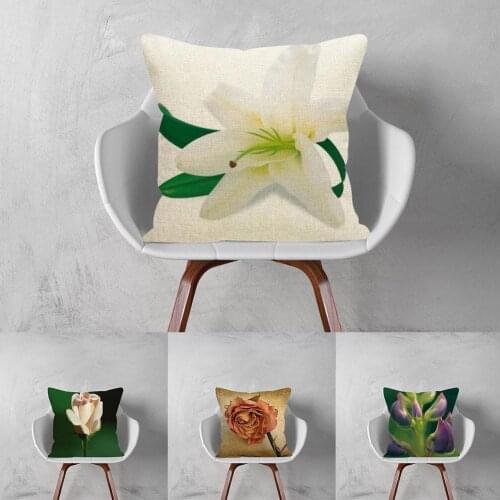 Rose Lily Cushion Cover Fresh Lupin Withered Petals Case Pillow 45Cm Nordic Decorative Bedroom Bed Pillowcase Hug Polyester S6C4