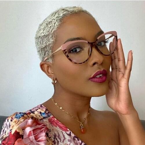 Retro Anti Blue Ray Computer Glasses Women Cat Eye Clear Lens Glasses Unique Designer Gradient Frame Men Optical Eyeglasses