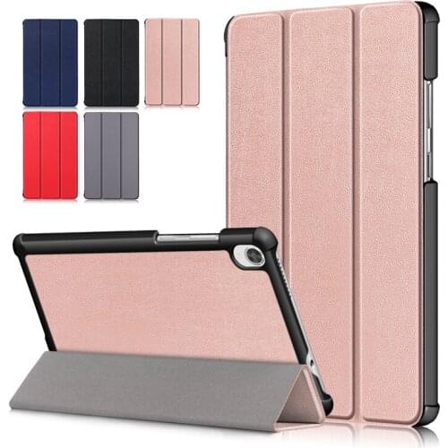 Solid Color case For Lenovo Tab M8 HD TB-8505F 8505X 8.0" Folding Stand Smart PU leather Cover for Tab M8 FHD TB-8705F 8705N