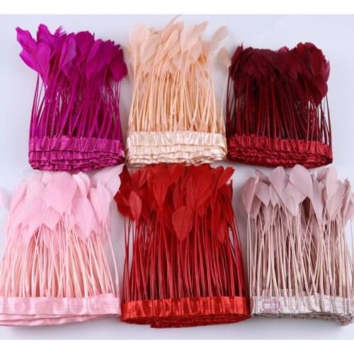 Dyed Stripped Coque Goose Feathers Trim Fringe Decoration for Home Party Clothes Sewing Jewelry Accessory Craft Plumes 2 Yards