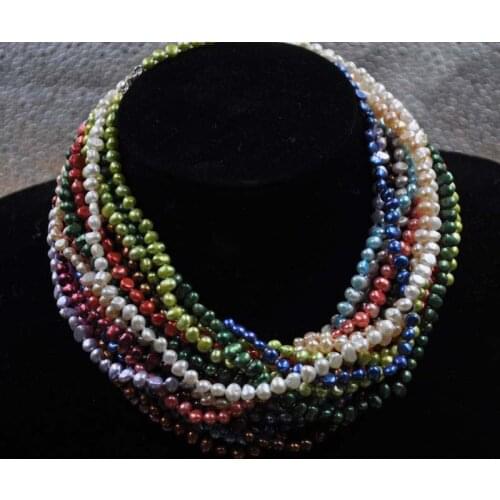 Wholesale 20 strands real multicolor freshwater pearl necklace free shipping