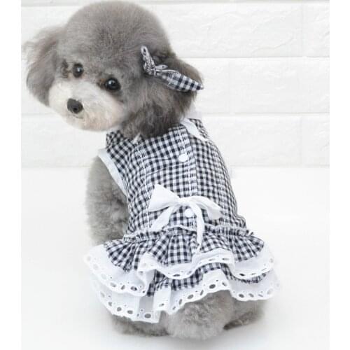 Dog Dresses for Small Dogs Girl - Pet Clothes Princess Plaid Tutu Skirt Shirt for Chihuahuas Dachshunds - Puppy Outfits