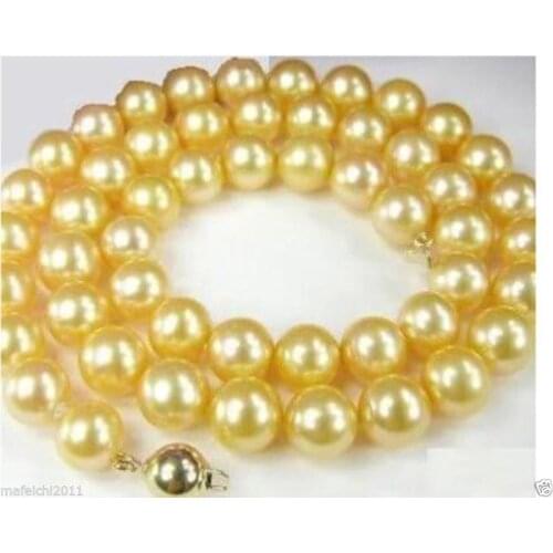 Eximious!8mm Gold South Sea Shell Pearl Necklace 18''AAA