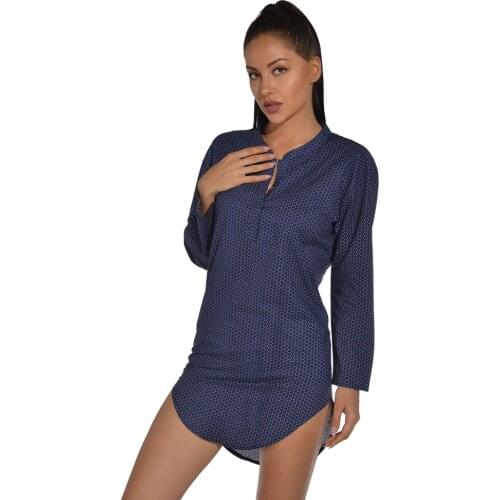 Casual Loose Night Dress Women Plus Size V Neck Design Long Sleeve Nightwear Fashion Sexy Lady Nightgown Comfortable Pyjamas