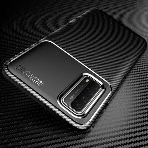Luxury Carbon Fiber Shockproof Case For Huawei Y7A P Smart 2021 Soft Silicone TPU Bumper Protective Back Cover Coque Fundas