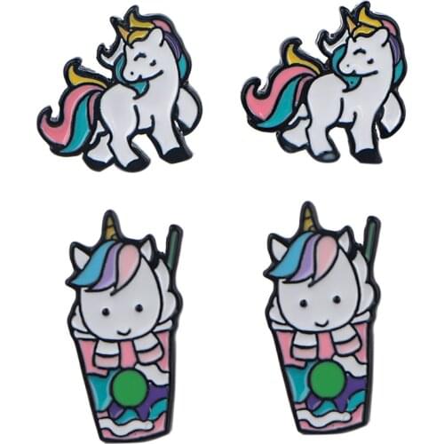 PF350 Dongmanli Fashion Womans 2021 Horse Studs Earrings For Stainless Steel Pierce Korea Earrings Cute Jewelry Girls for Gifts