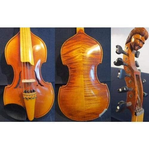 Baroque style SONG Master carving man scroll 5×5 strings 14" Viola d'Amore#11173