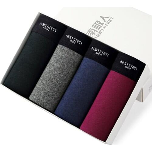 4pcs/lot Mens Underwear Boxers Male Panties Cotton Breathable Man Boxer Solid Underpants Comfortable Brand Shorts Mens Boxers