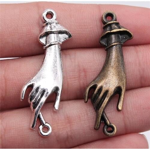 WYSIWYG 4pcs 45x14mm Charm Hand Connector Palm Hand Connector Charms For Jewelry Making Hand Connector Charms