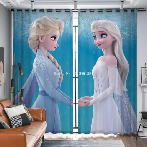 Blackout Curtains Frozen Elsa Anna Princess Thermal Insulated Darkening Window Drapes for Bedroom Room Décor 2 Panels Rings Top
