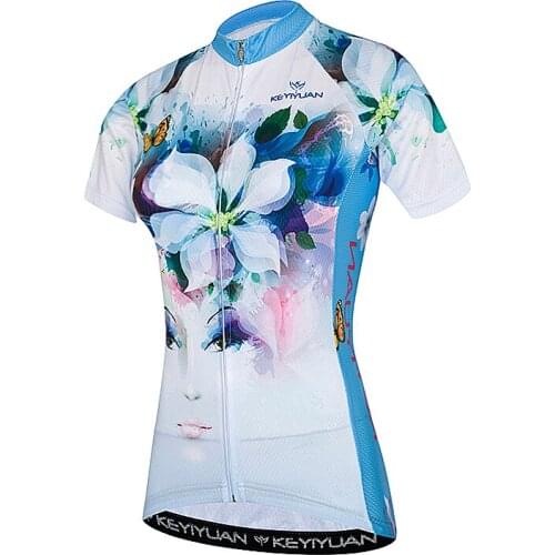 KEYIYUAN Women Cycling Jersey Summer 2021 Bike MTB Shirt 100% Polyester Mountain Bicycle Top Maillot Ciclismo Wielershirt Mujer