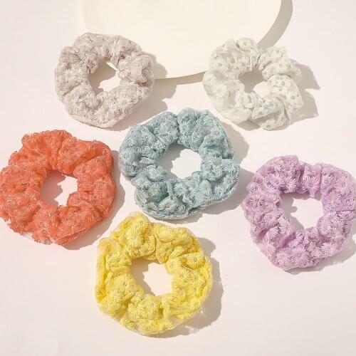 Women Fashion Hair Accessories Lace Hair Scrunchies Elastic Hair Scrunchy Hair Ties Girls Flower Ponytail Holder Purple Lover
