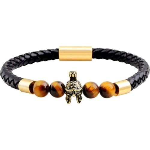 Charm Gem Natural Lava Stone Beads Bracelet for Men Women Braided Genuine Leather Bangle Bracelet Jewelry for Women Men