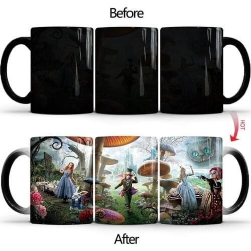 1Pcs New 350ml Alice in Wonderland Ceramic Milk Coffee Cups Color Changing Mugs Drink More Hot Water Gift for Children Lovers