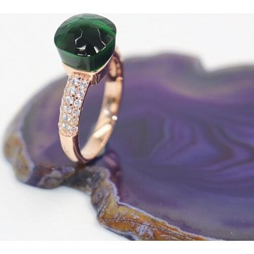 2021 Fashion Candy Style Ring Of 4 Colours Choose Crystal With White Zircon Gold Plated Rings For Friends Best Festival Gift