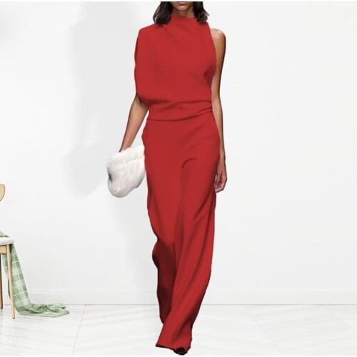 2021 Fashion Sleeveless Loose Party Jumpsuit Office Ladies Elegant Solid Wide Leg Playsuits Autumn Casual Loose Ladies Overalls
