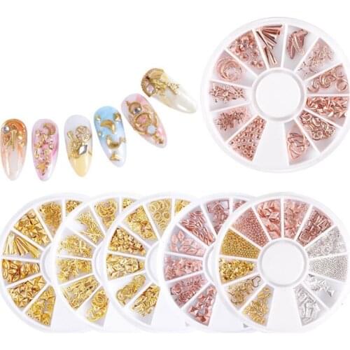 3D Gold Silver Nail Charms Metal Rivets Studs Rhinestones Pearl Nail Jewelry DIY Nail Art Decorations Accessoires