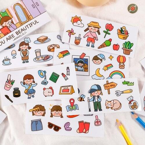 4 Sheets/bag Journey and Food Vintage Decorative Washi Stickers Scrapbooking Stick Label Diary Stationery Album Stickers