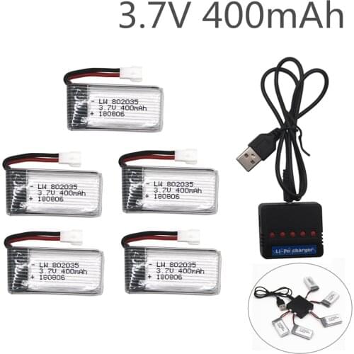 5Pcs Upgraded 3.7V 400mah Lipo Battery For H107 H31 KY101 E33C E33 U816A V252 H6C 25C RC Quadcopter 802035 Lipo Battery 3.7 Lipo