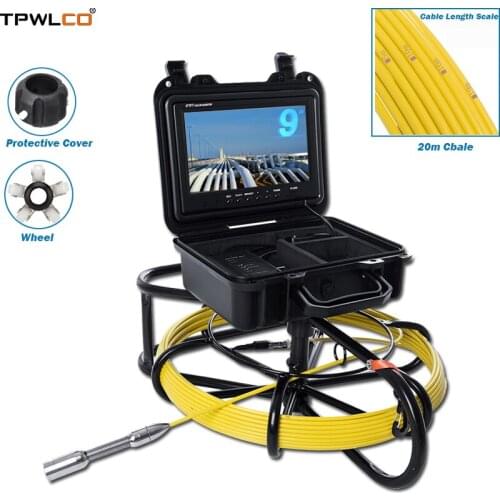 9inch LCD 20m Cable Waterproof 23mm Drain Pipe Camera With 12pcs LED Lights Used For Plumbing Inspection Camera Systems With DVR