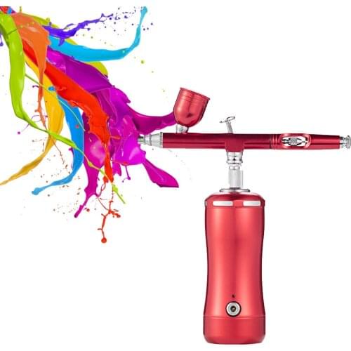 Airbrush Kit 0.3mm 7cc Gravity Feed Dual-action Airbrush with Compressor Auto Start & Stop Rechargeable Handheld Air Brush Spray