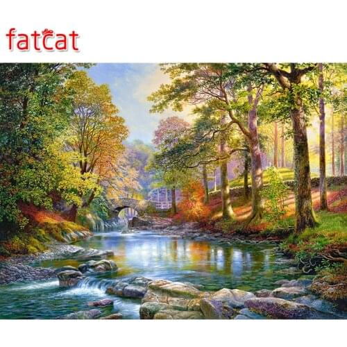 FATCAT 5d diy diamond painting woods natural landscape full square round diamond embroidery rhinestone needlework decor AE142