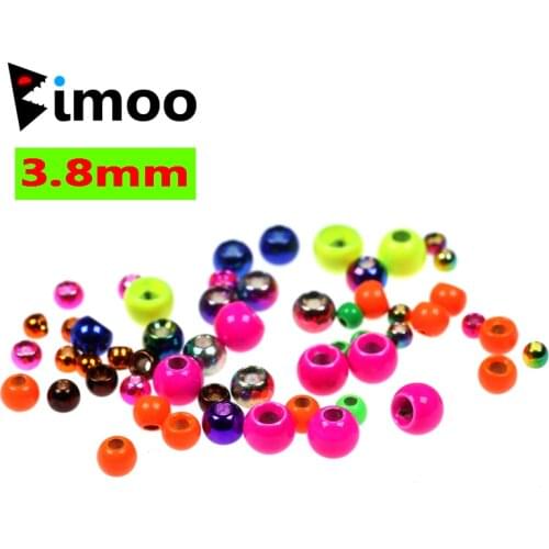 Bimoo 20PCS/Bag 5/32 3.8mm Color Brass Bead For Fly Tying Beadhead Nymph Streamer FL Pink Orange Yellow for Hook Size 8 10 12