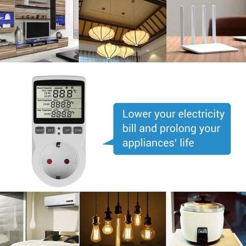 BSIDE 16A 220V Thermostat Digital Temperature Controller Socket Outlet With Timer Switch Sensor Probe Heating Cooling