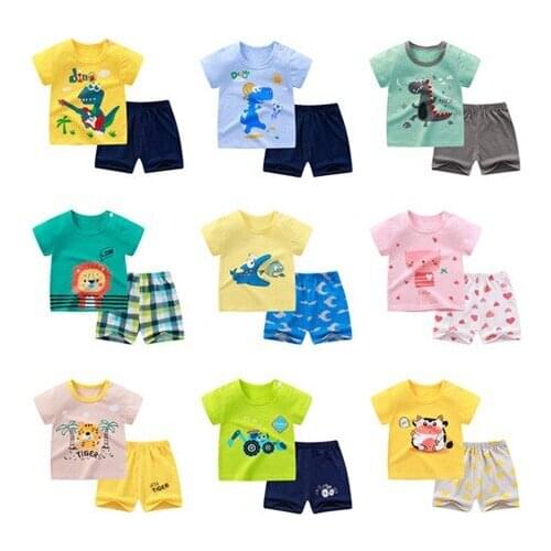 Kids Clothes 2020 Summer Fashion Short Sleeve Shorts Two Pieces 100% Cotton Toddler Clothes Girls Summer Outfits