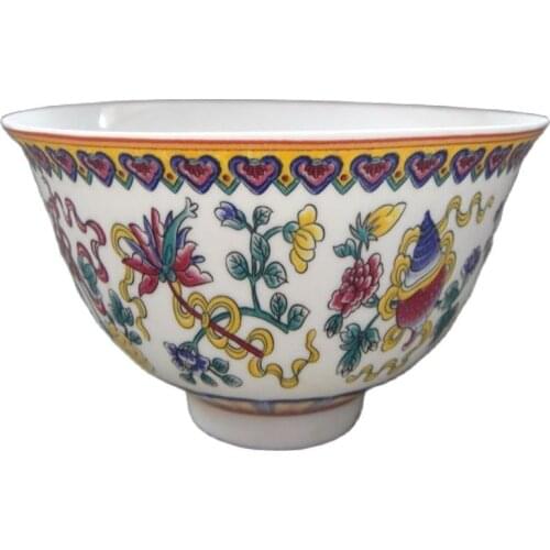 Old Chinese Jingdezhen Famille Rose Porcelain Bowl Painted Lucky Flower