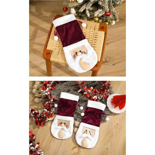 Xmas Gift Christmas Glasses Decor Snowman Wine Bottle Bag Flannel 37*15cm Gift Pouch Custom Gift Bags