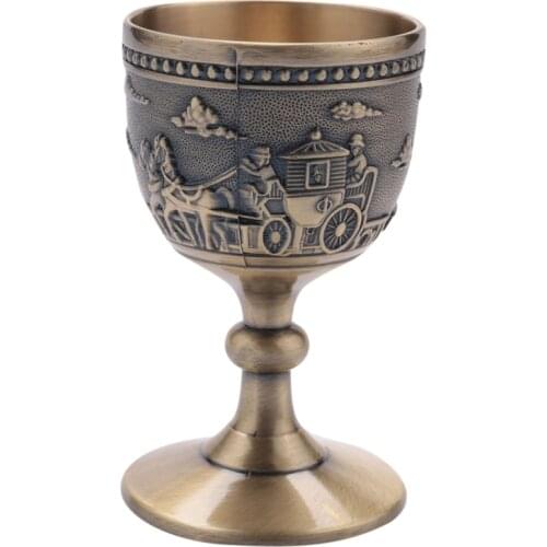 Classical Metal Wine Cup Handmade Small Goblet Household Copper Wine Glass Carving Pattern