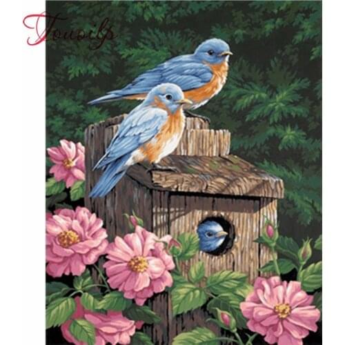 Kit de point de croix broderie diamant | Bricolage, deux petits oiseaux, peinture diamant complète carrée/ronde, mosaïque décor