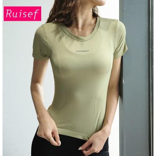 Yoga Crop Top New Fit Training Sports Running Short Sleeve T-shirt Womens Yoga Top Top Deportivo Mujer Camisetas