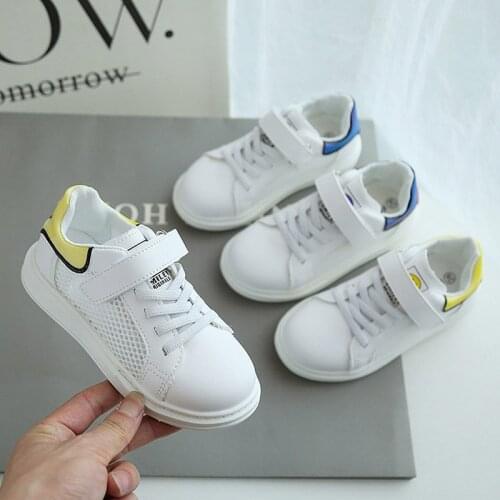 Summer Kids Sneakers Mesh Lace Up Casual Shoes White Girls Sport Shoes Breathable Boys Leather Leisure Shoes Child Baby Toddlers